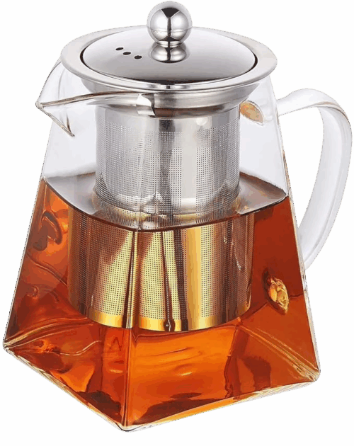 Modern Square Glass Teapot with Stainless Steel Infuser